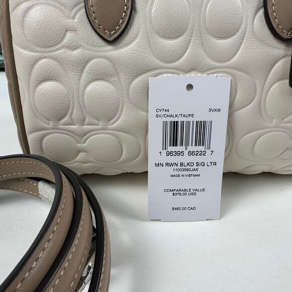 Coach CY744 Mini Rowan Crossbody Bag In Blocked Signature Leather IN CHALK - Picture 9 of 9